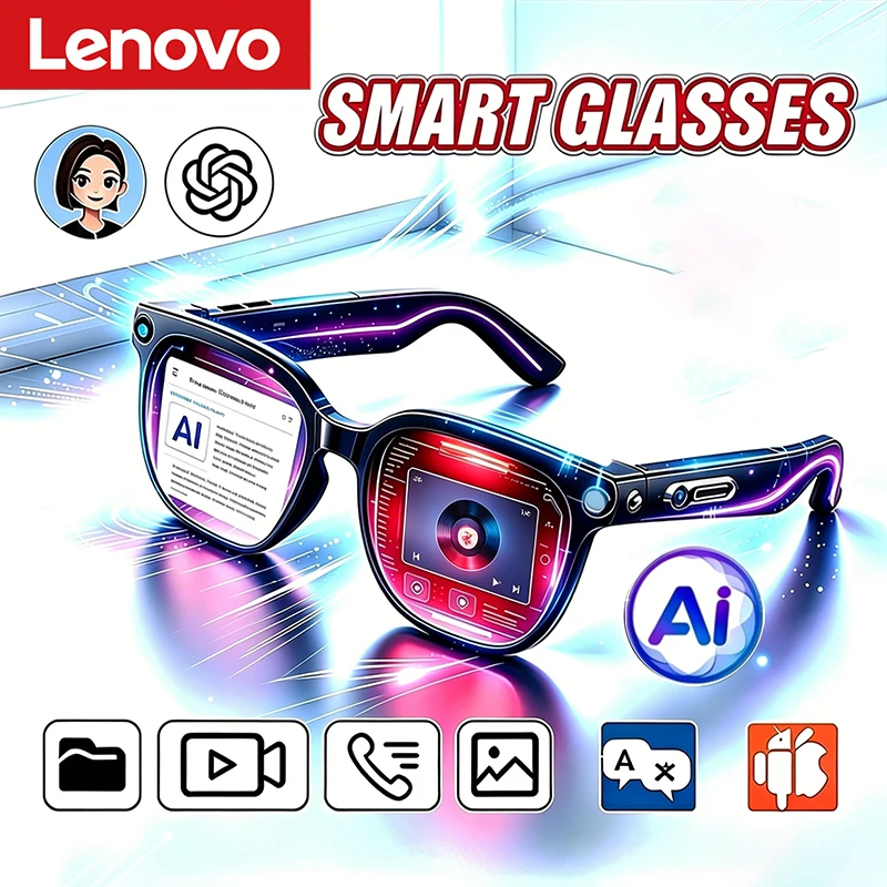 Lunettes Intelligentes IA Lenovo 2026 : Nouveauté avec Contrôle Tactile, Prise de Photos, Traduction IA, Enregistrement de Conversations, Lecture Musicale – Lunettes de Soleil Connectées