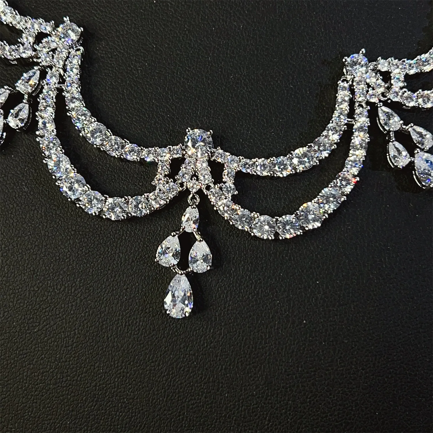 Alta sensação luz luxo jóias colar brincos 2 peças conjunto saudita casamento baile de formatura vestido feminino presente do feriado banquete M-612