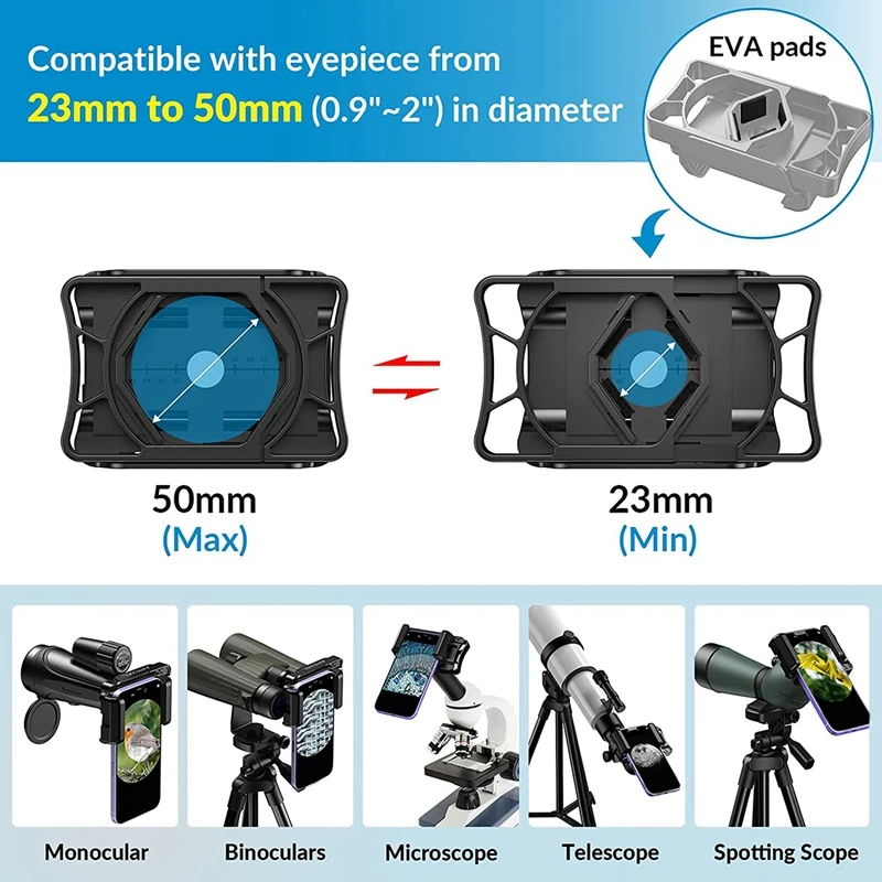 APEXEL Plastic Telescope Phone Adapter Universal Smartphone Telescope Adapter For Telescope, Monocular, Binocular, Microscope