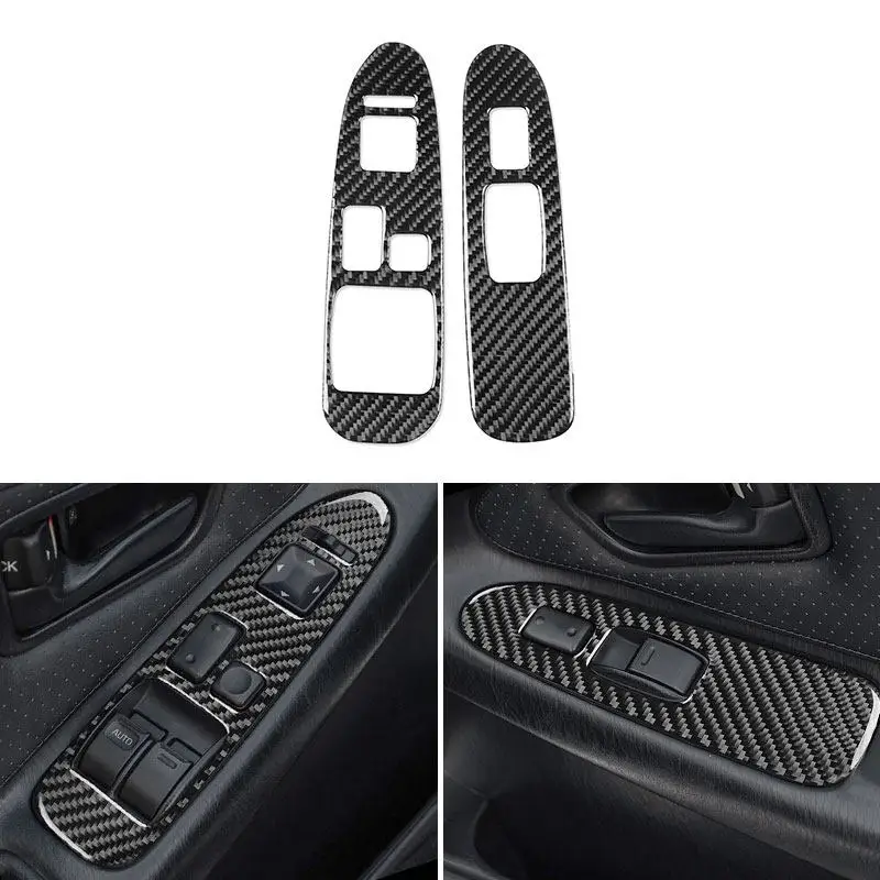 Cubierta de Marco para Botones de Interruptor de Panel de Elevación de Ventanilla Interior de Coche, de Fibra de Carbono Suave, 2 Piezas, para Toyota MR2 SW20/21 1991-1995