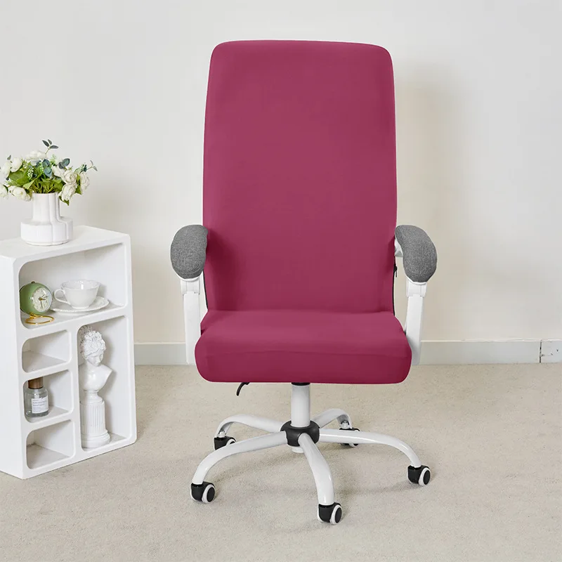 Polar Fleece Office Chair Covers Elastic Waterproof Computer Chairs Slipcovers Solid Color Home Office Chair Zippered Version