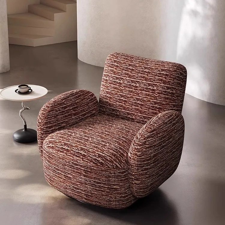 

French vintage style Bella lounge chair, home fabric, swivel sofa chair, small apartment, living room, bedroom, single chair