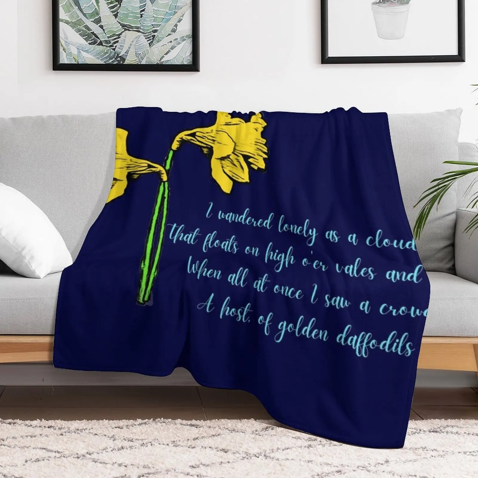 William Wordsworth Daffodils Stylized Throw Blanket warm for winter Bed Fashionable Hairy Blankets