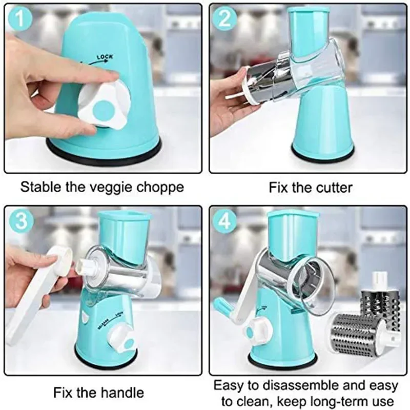 Multifunctional Vegetable Cutter Round Slicer Kitchen Roller Gadgets Tool Chopper Potato Carrot Cheese Shredder Food Processor