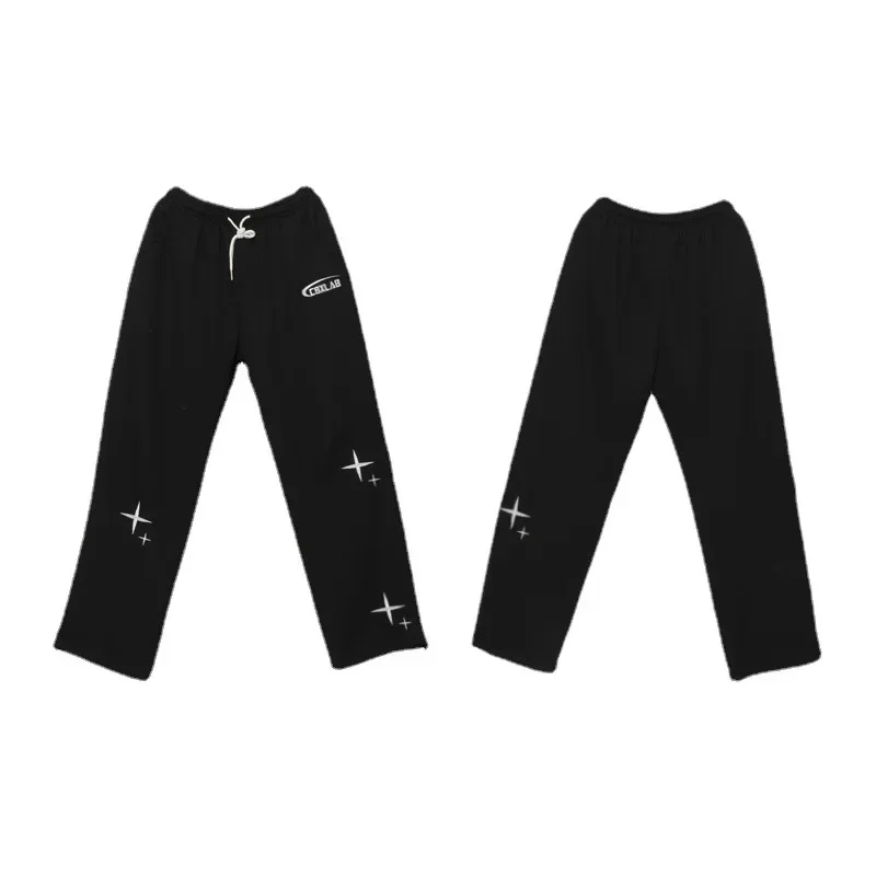 Korean Harajuku Parachute Pants Women Oversized Hip Hop Wide Leg Cargo Trousers Baggy Black Joggers Y2k Streetwear