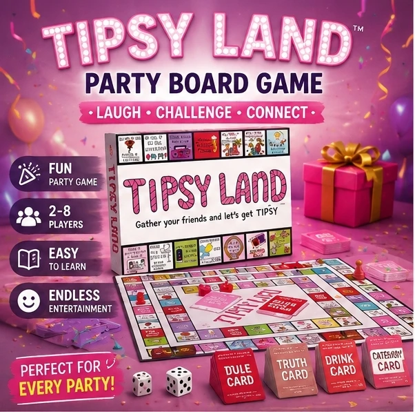 novidades-em-lembrancinhas-para-festas-2026-jogo-de-tabuleiro-tipsyland-um-divertido-jogo-de-beber-e-brinquedo-anti-stress-para-amigos