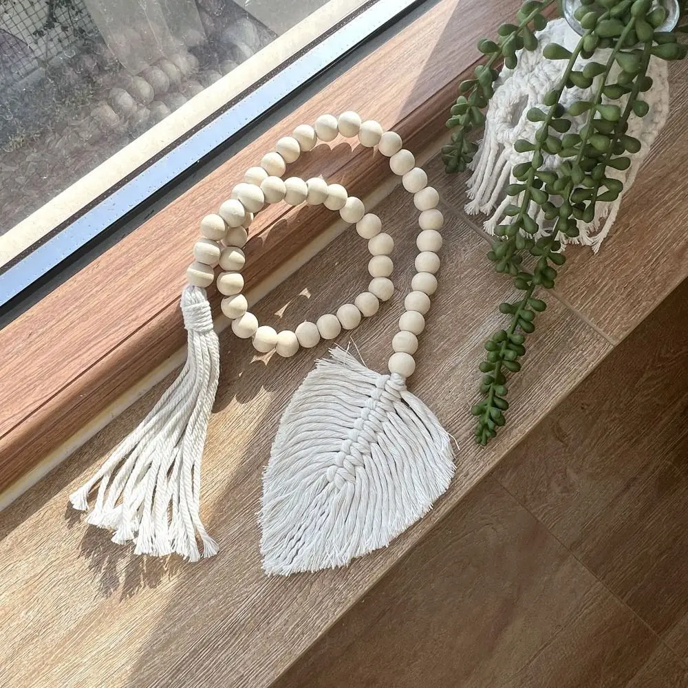 Durable Boho Style Wood Bead Curtain Ties Handmade Ins Curtain Tieback Rope Exquisite Wood Bead Ornament Home Decor