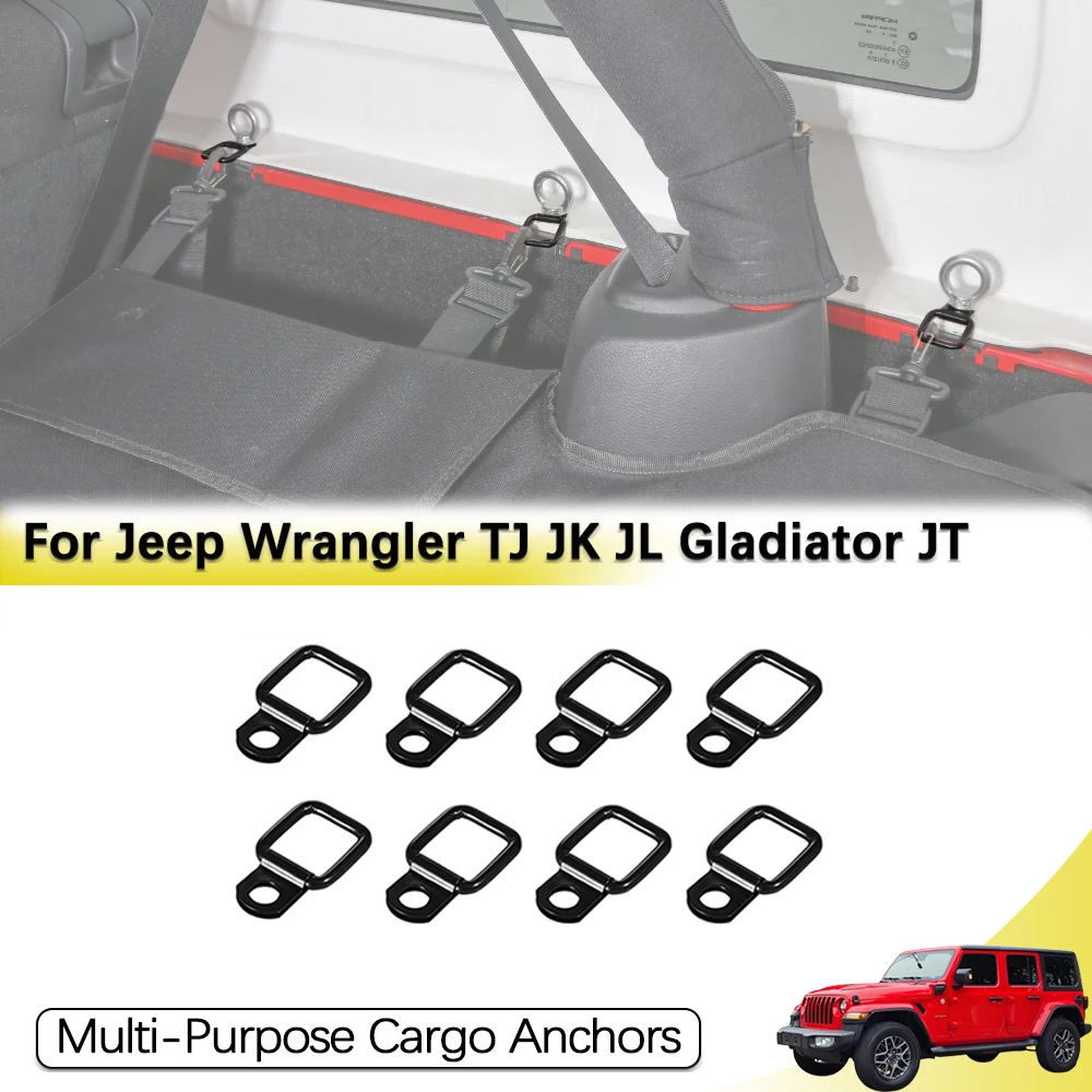 Anillo en D para Sujeción de Carga en el Maletero, Gancho con Hebilla para Jeep Wrangler TJ JK JL Gladiator JT 1997-2026, Accesorios Interiores para Autos de 2/4 Puertas