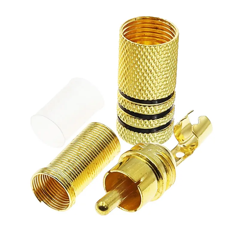 

2/4Pcs Gold RCA Phono Male Plug Solder Audio Video Cable Adapter Connector NEW Great for Audio Speakers