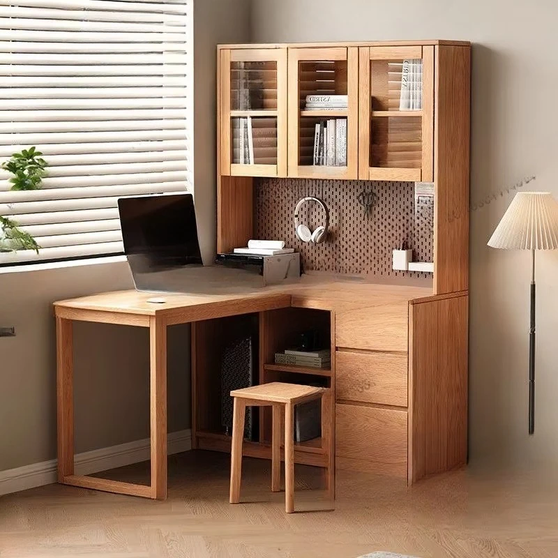 New solid wood oak desk integrated corner computer desk with drawers