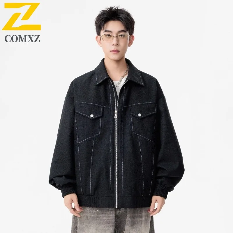 

COMXZ Новое мужское пальто 2025 Мягкая ветрозащитная походная повседневная минималистичная велосипедная куртка Удобные для кожи уличные прогулочные осенние куртки