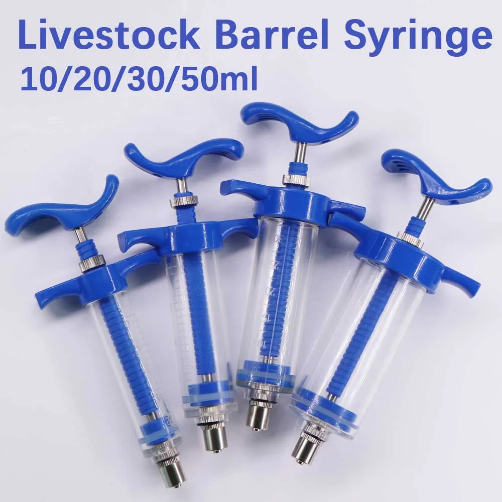 10/20/30/50ml Veterinary Tool Syringe Vaccine Injection Adjustable Dose 304 Stainless Steel Pinhead Dispensing Livestock Poultry