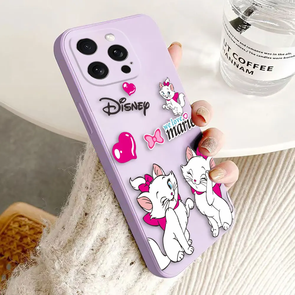 Disney Cute Marie Cat Cover Phone Case For Apple iPhone 13 12 MINI XS XR X MAX 8 7 6 6S 5 PLUS Colour Silicone Case Funda Shell