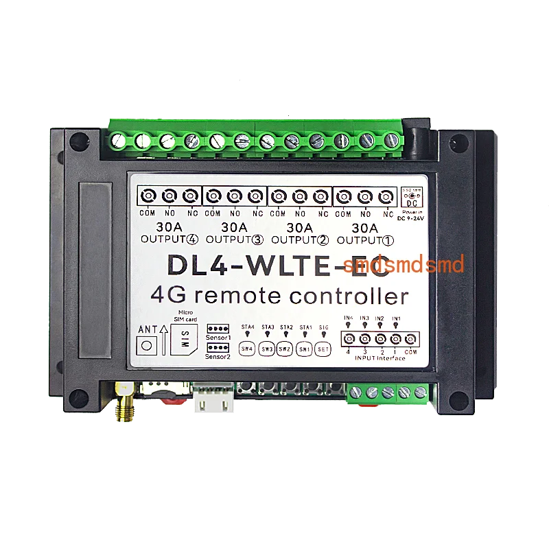 Wireless Intelligent 4G LTE Controller 30A Relay Output 4 Channel SMS GSM APP Remote Control for Gate Door Opener