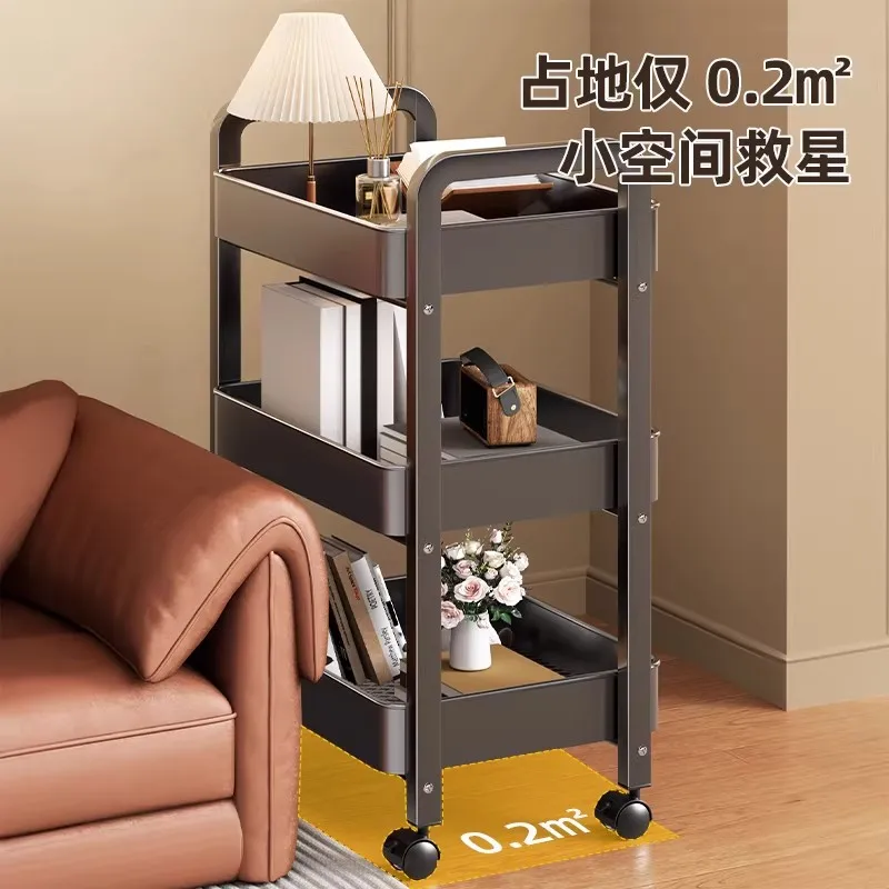 Kitchen shelves, floor-to-ceiling multi-layer removable household vegetable trolley, fruit and vegetable storage shelves