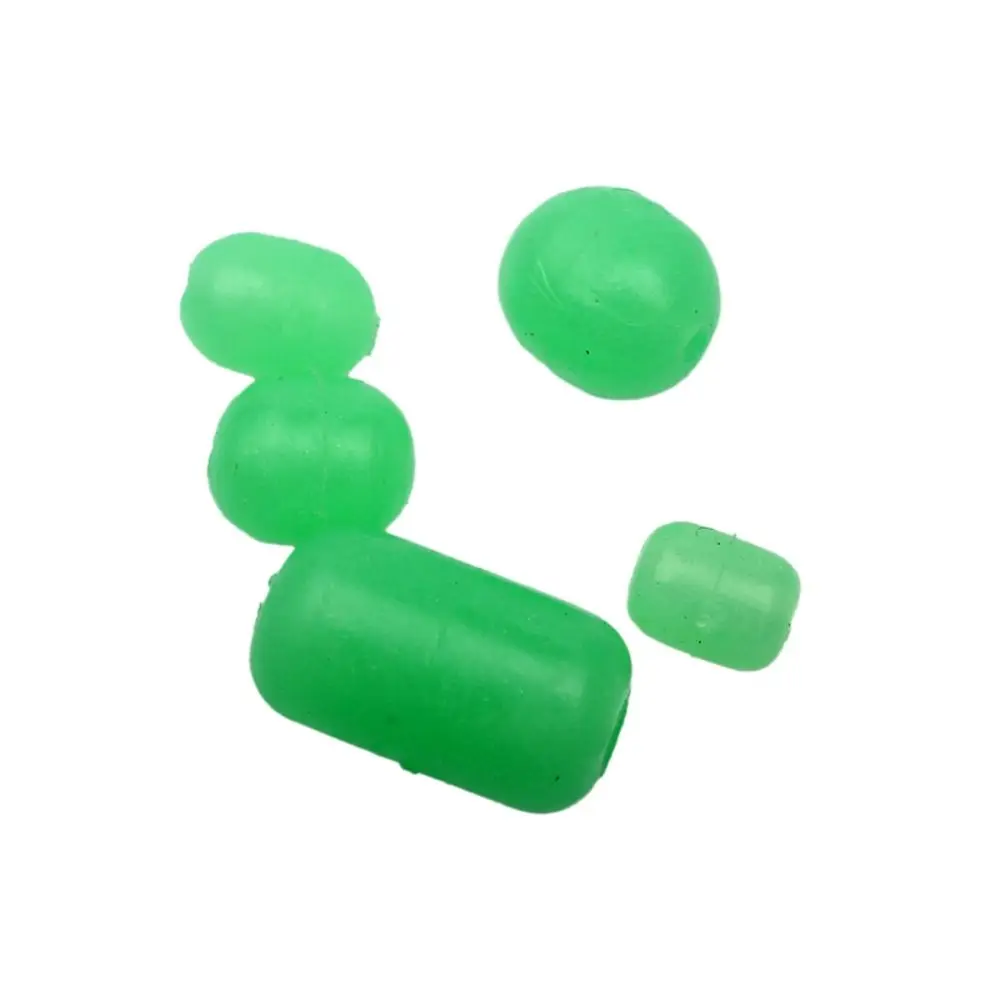 100pcs Cylindrical Luminous Fishing Beads Anti-Collision Glowing Glowing Fishing Space Stopper Soft Rubber Night Light