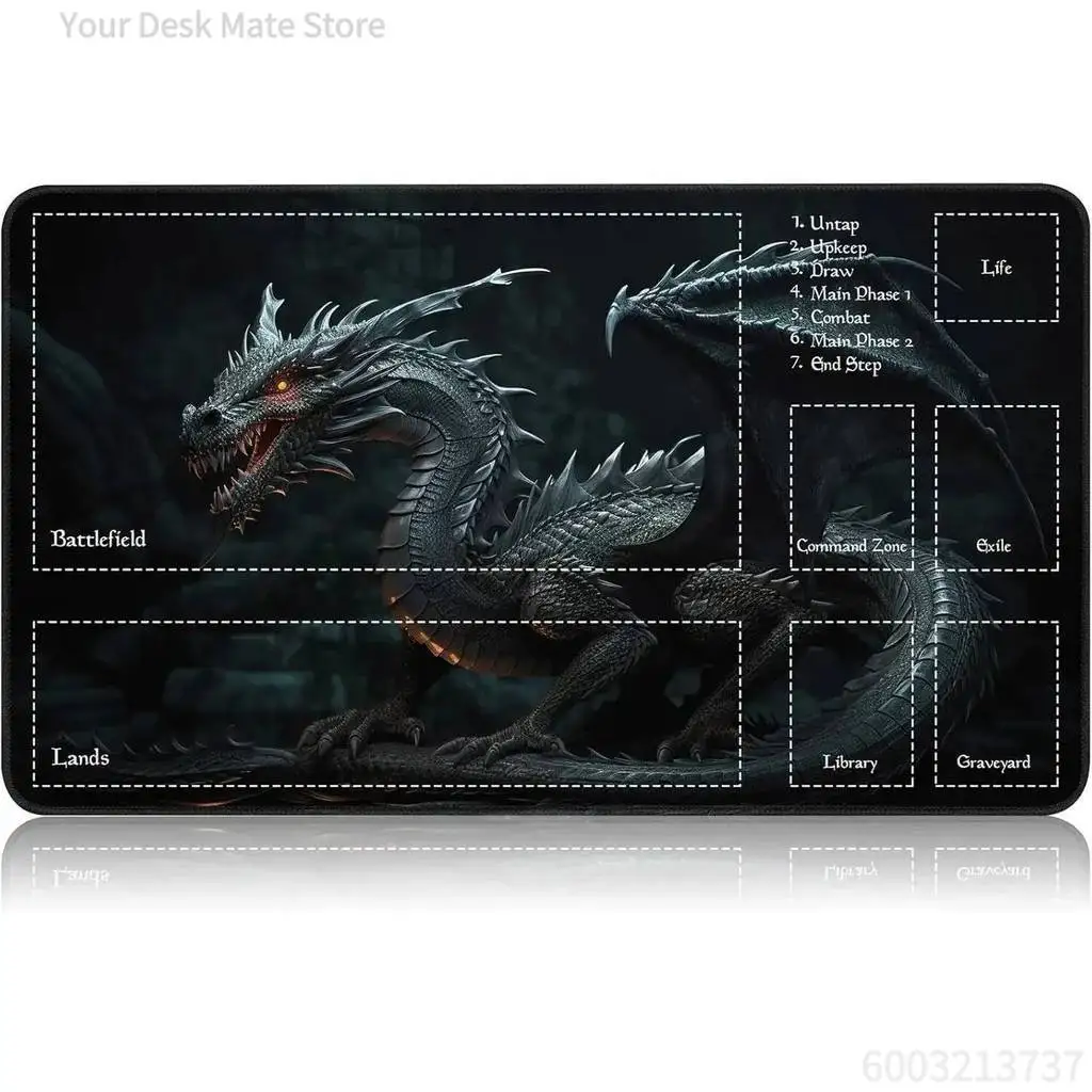 Black Dragon MTG Playmat Fantasy Dark Dragon Design Magic The Gathering Mat