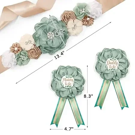 Greenery Mom To Be/ Daddy To Be Corsage Maternity Sash for Baby Shower Gender Reveal Party Decorations New Parents Gift