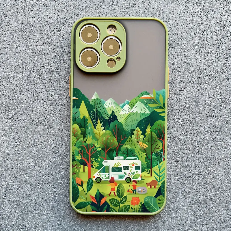 Waldlandschaft Reise Freizeitfahrzeug Handyhülle für iPhone 16 15 14 11 12 13 Mini Pro Max X XR XS 17 16 Plus Funda – Detail 9