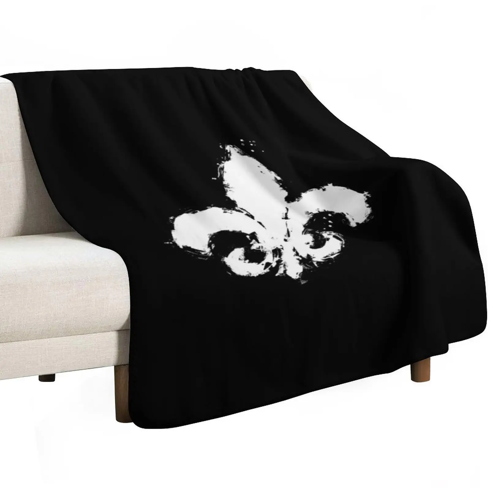 Saints Row Fleur De Lis Splatter Paint Throw Blanket Furry Shaggy Bed linens Custom blankets ands valentine gift ideas Blankets