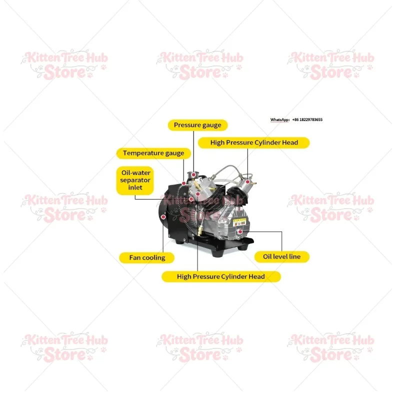 For Rifle Scuba Diving Tank TXEDM041 4500Psi High Pressure PCP Air Compressor with Pneumatic Double Cylinder Built-in Fan