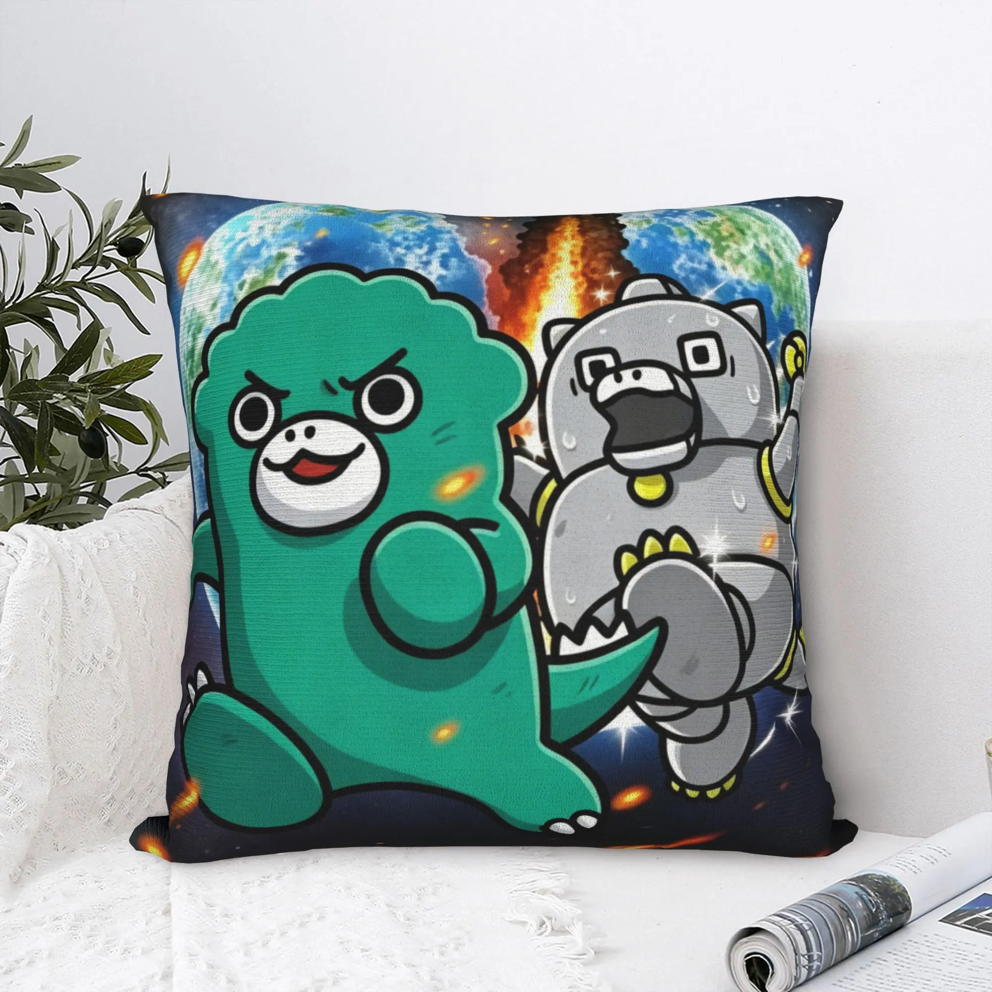 Chibi Monster Raids Again Square Pillow Cases Movie Cushion Covers Customized Zipper Decorative Pillowcase for Sofa 45*45cm