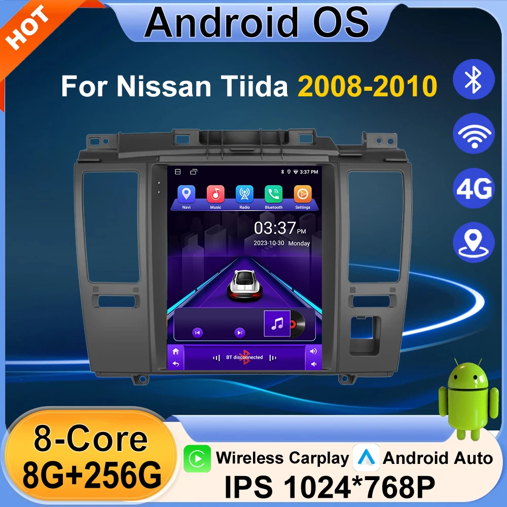 Radio para Auto Nissan Tiida 2008-2010, Carplay, Autoradio Android 16, Auto 4G WIFI GPS, Pantalla Táctil Multimedia para Auto