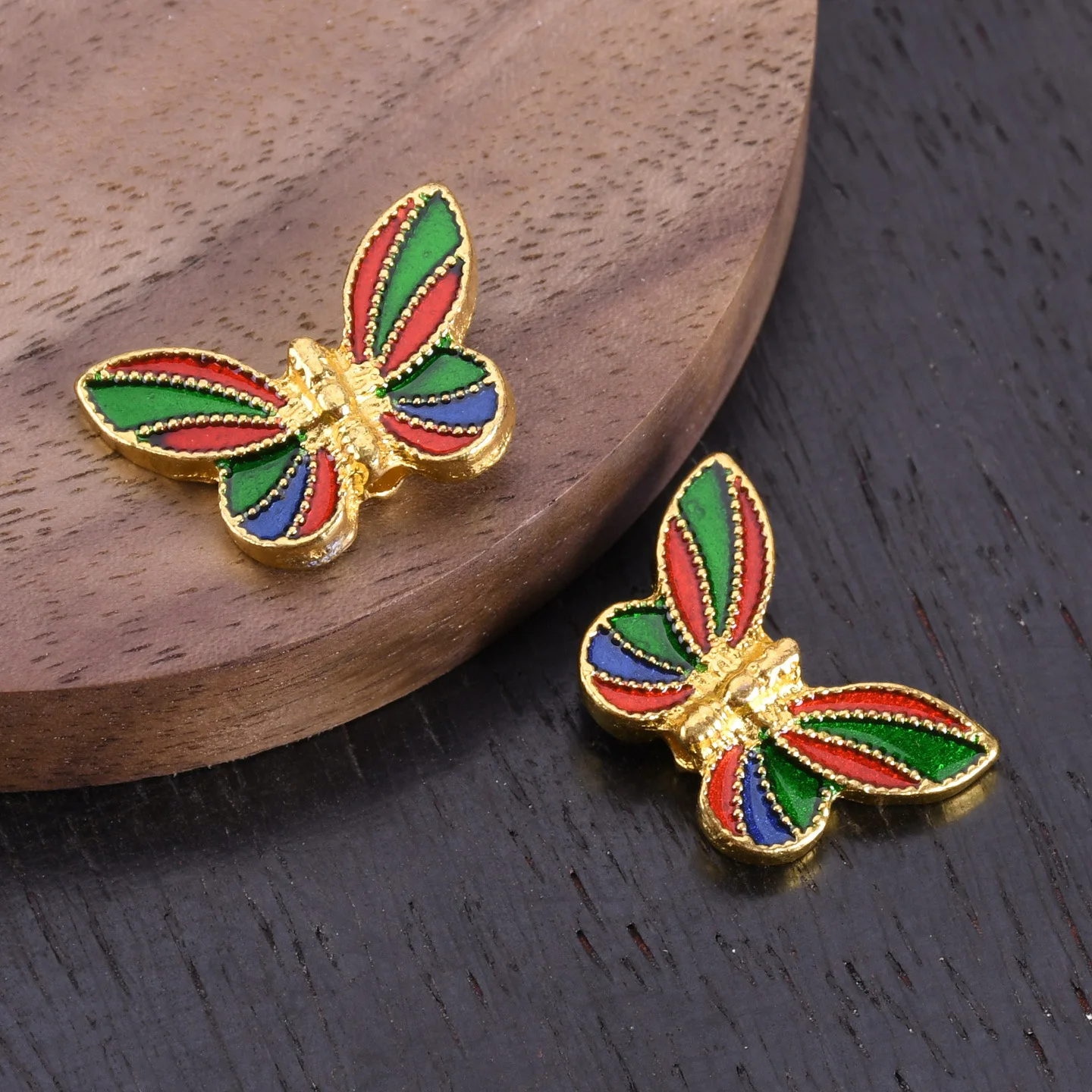 

2pcs Enamel Butterfly Shape 20x14mm Brass Metal Loose Beads For Jewelry Making DIY Crafts Findings Beading Supplies