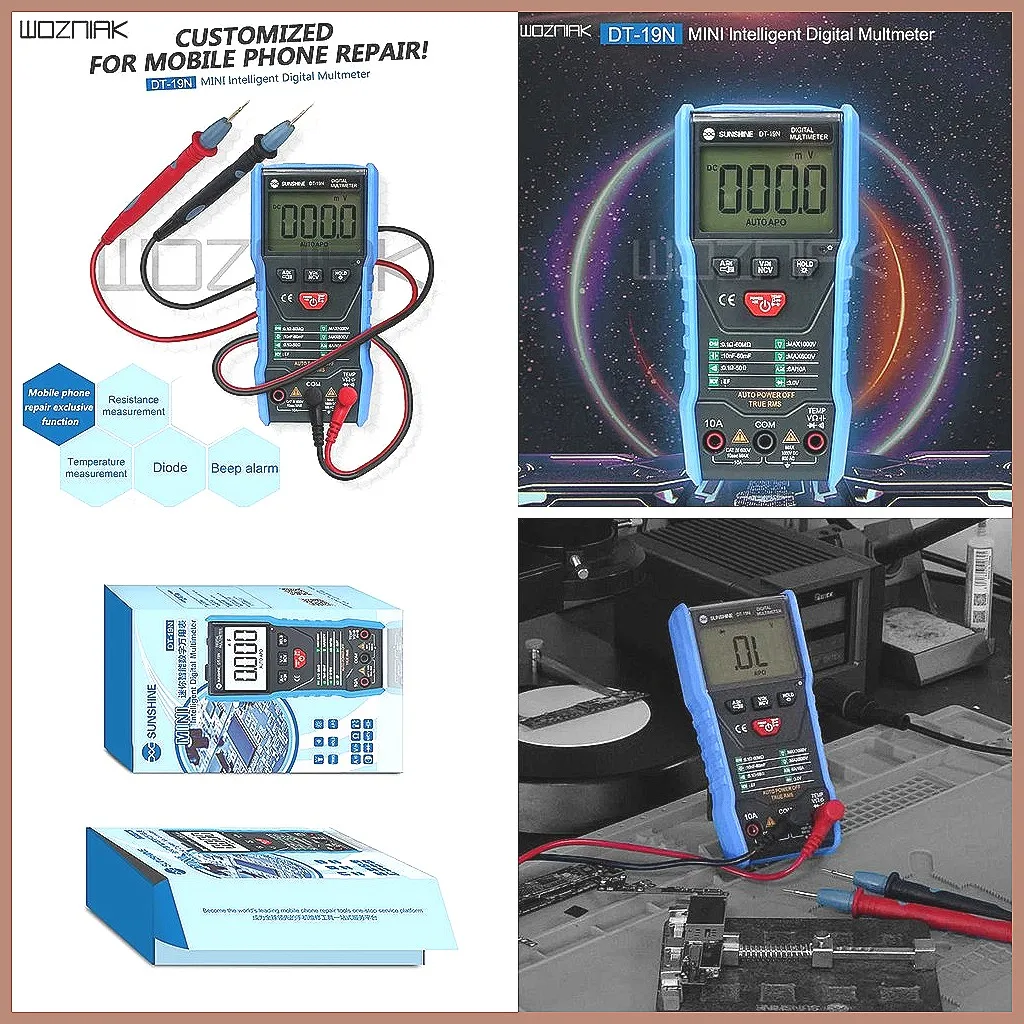 High Precision Digital Multimeter DT-19N, Mini Smart Voltmeter for AC/DC Voltage Current Test