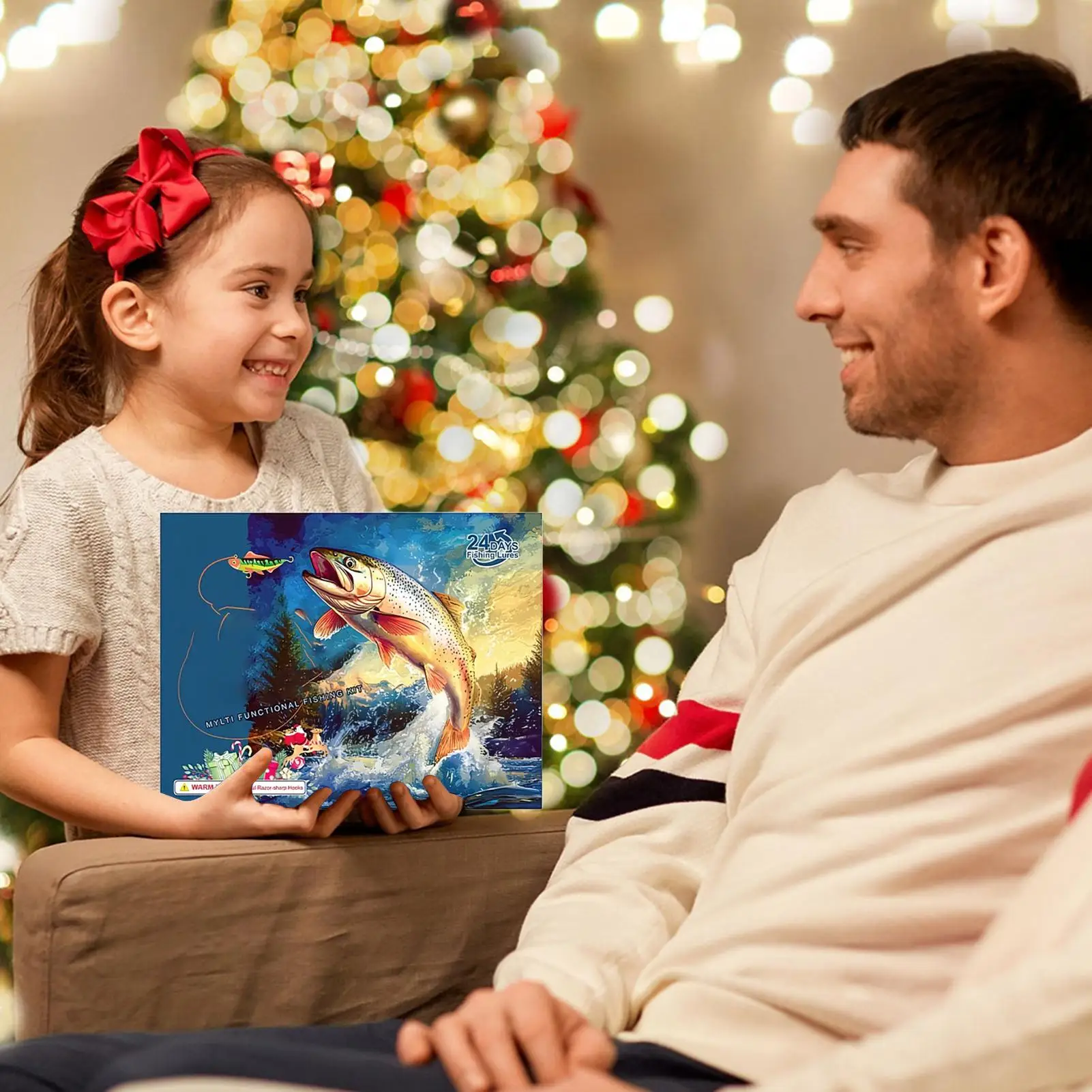 釣りクリスマスカレンダー-24日間-クリスマス釣り道具-カウントダウン-ソックス詰め物-ホリデーパーティーの記念品-魚アクセサリー