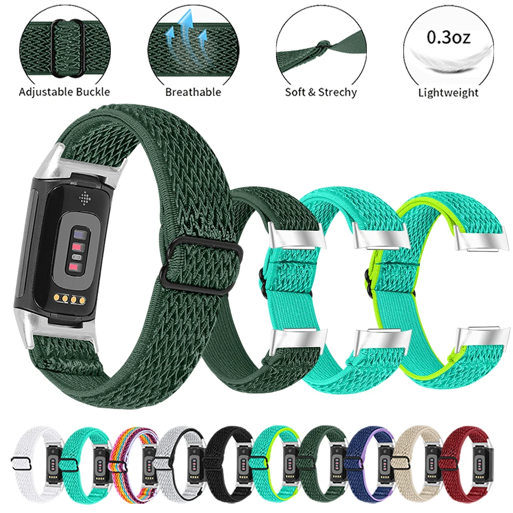 Эластичный нейлоновый ремешок, совместимый с Fitbit Charge 5 6, мягкий и легкий сменный браслет для Charge 6 5, ремешок