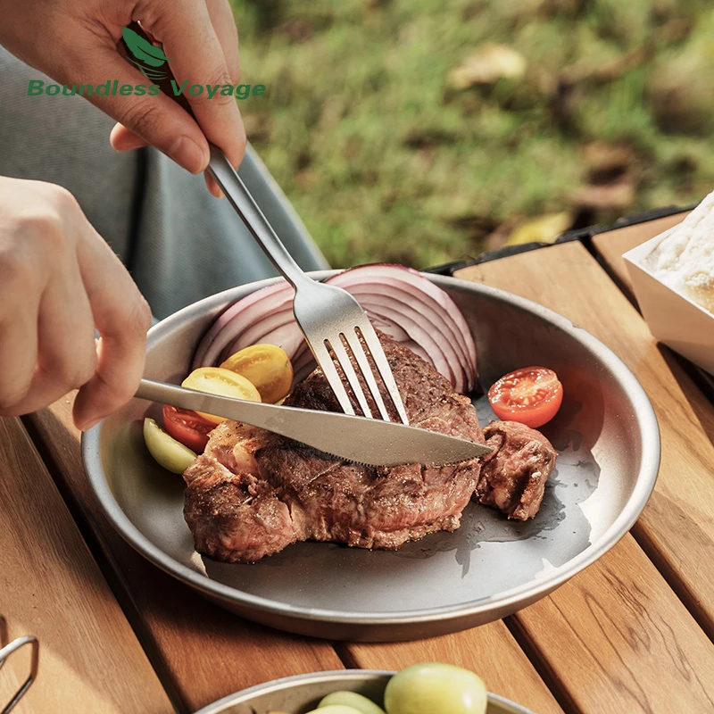 Boundless Voyage Titanium Dinner Set Camping Zastawa stołowa Utility Sztućce Pałeczki Nóż Widelec Łyżka Zestaw 3/4szt do podróży w domu