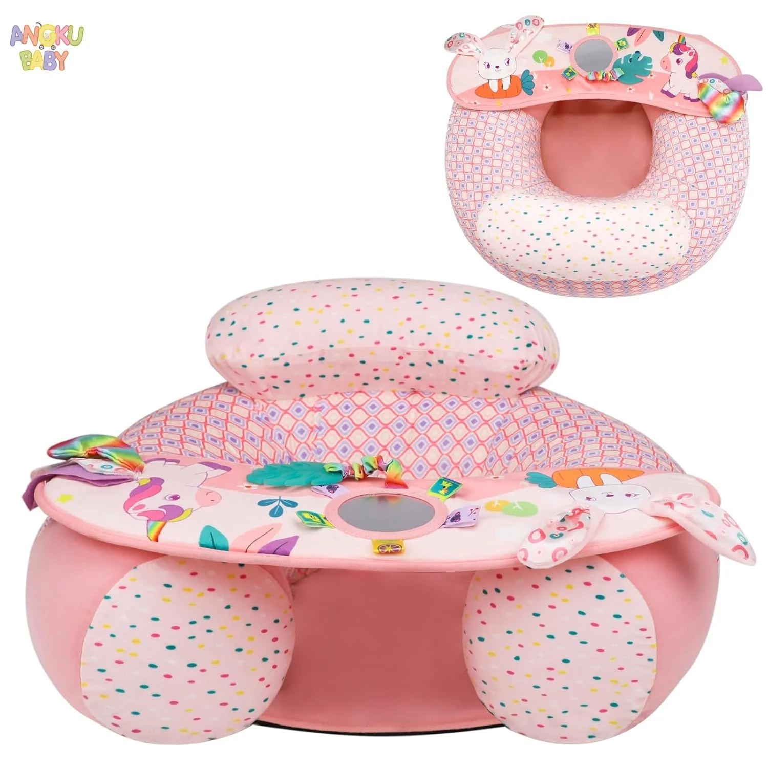 

Inflatable Baby Sofa 360° Surround Baby Sitting Chair with Sensory Tray fit Baby Chair Non Slip Baby Seat for Babies 3–36 M