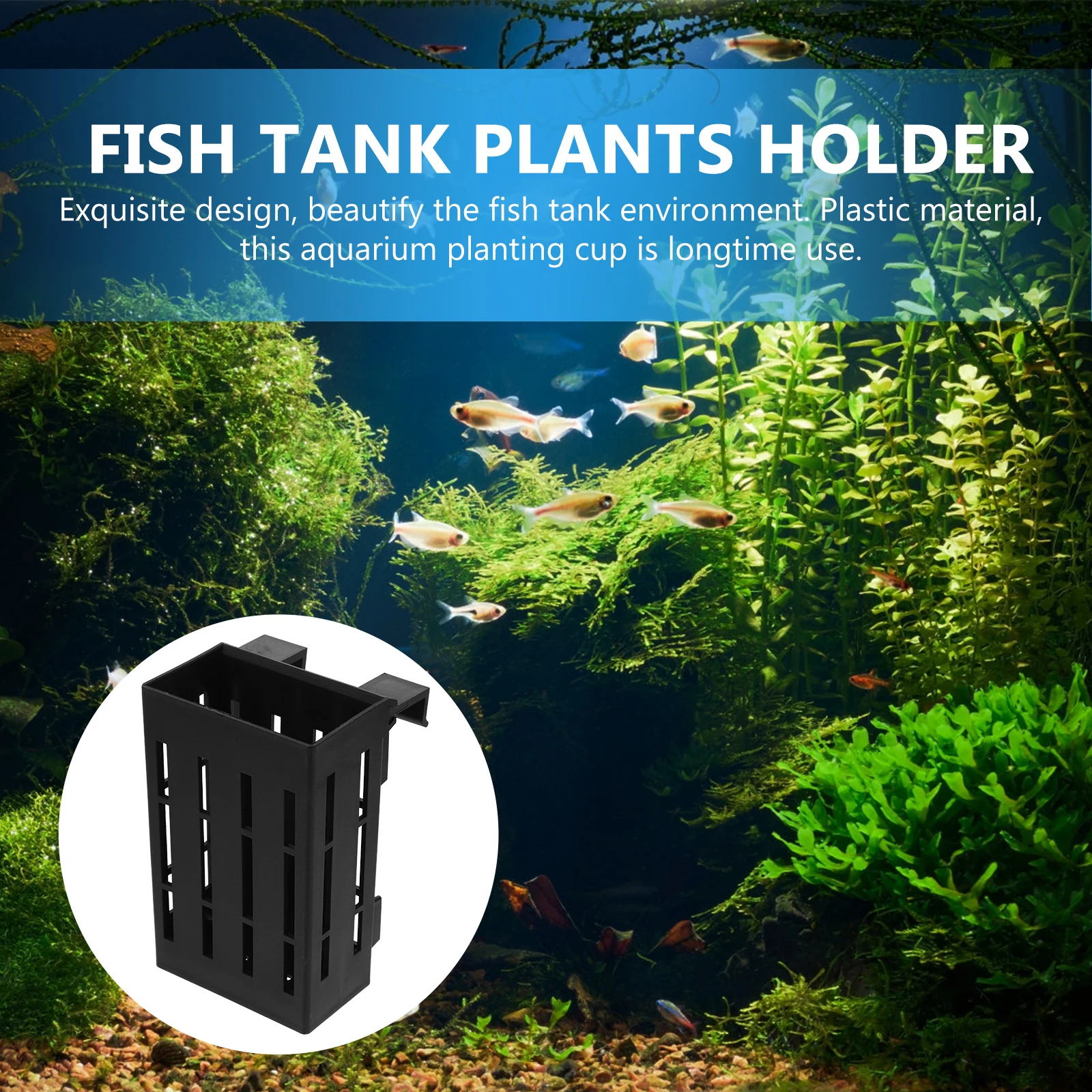

4pcs Holder Plastic Hanging Planter Aquatic Cultivation Fish Tank Decor Water Flow Design Material For Aquatic Plants