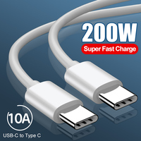 PD3.1 200W 10A Super Fast Charger Type-C to Type C Cable For Huawei P30 Xiaomi Redmi Samsung USB-C Charging Data Line Wire