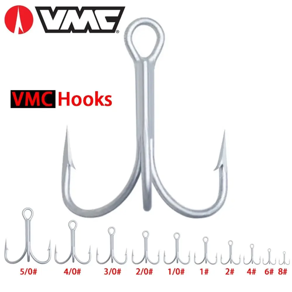 Round Bend 1# 2# 4# 6# 8# 1/0 2/0 3/0 4/0 5/0 Bend Bass Fishing Accessories Tackle Fishhooks VMC Fishing Treble Hook