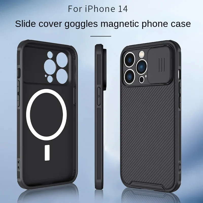 Magsafe Slide Kamera Objektiv Schutz Magnetische Telefon Fall Für iPhone 16 15 14 13 Pro Max Hard Cover Für Drahtlose Lade abdeckung