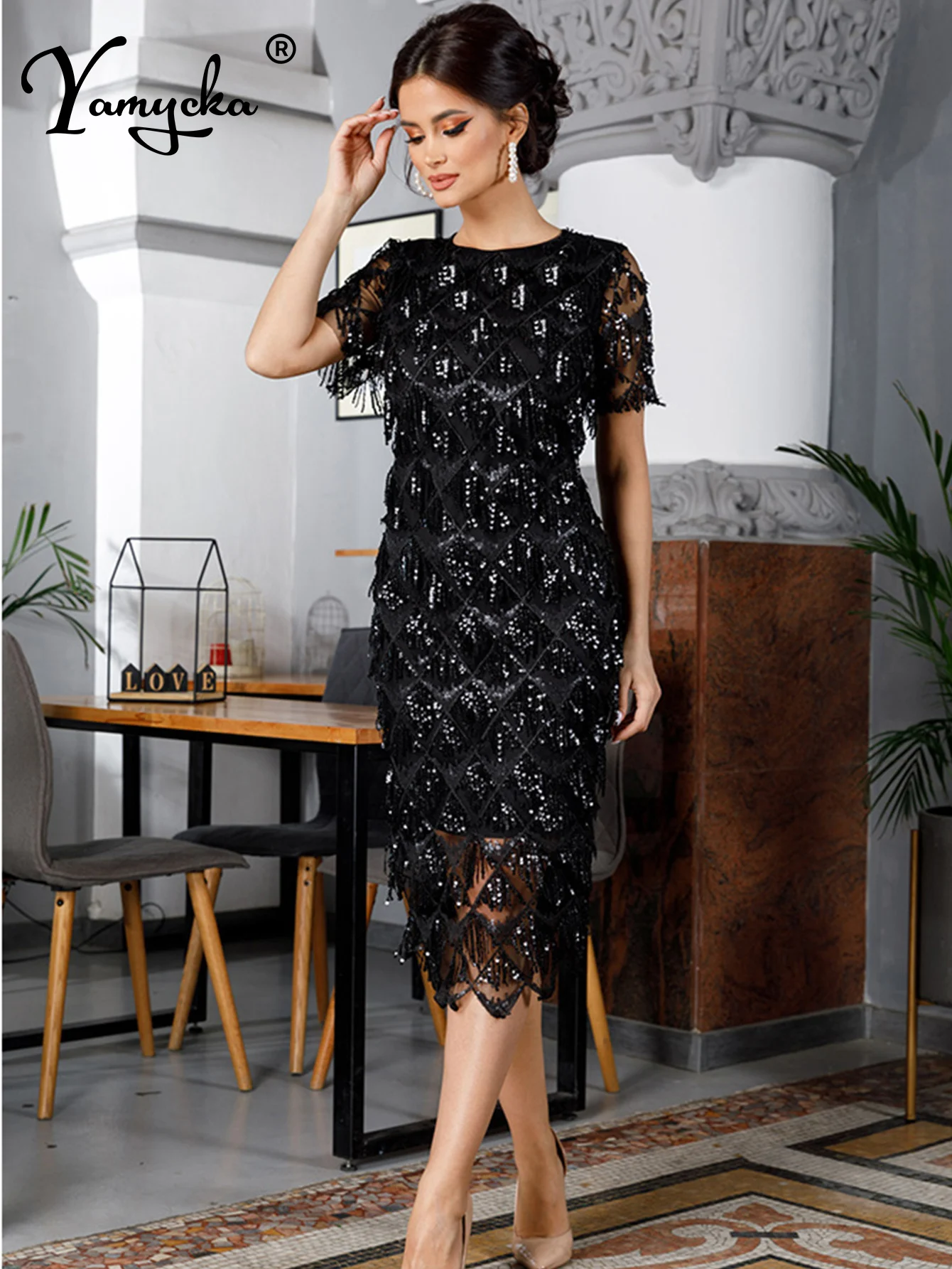 Sexy Black vintage maxi sequin summer dress women elegant club long party dresses bodycon office woman dress clothes vestidos HL