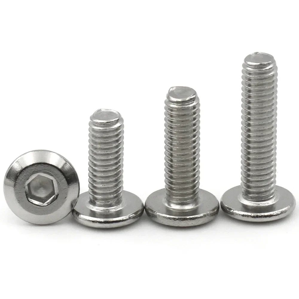 50 / 10 / 5 M3 M4 M5 M6 M8 304 Stainless Steel Flat Hex Hexagon Large Furniture Socket Rivet Screw Joint Connect Allen Bolt