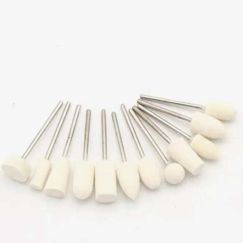 12 Pcs Wool Polishing Head 2.35mm Shank For Ladies Nails Felt bobs Engraver Abrasive Tools Grinding Rotary Drill Bit