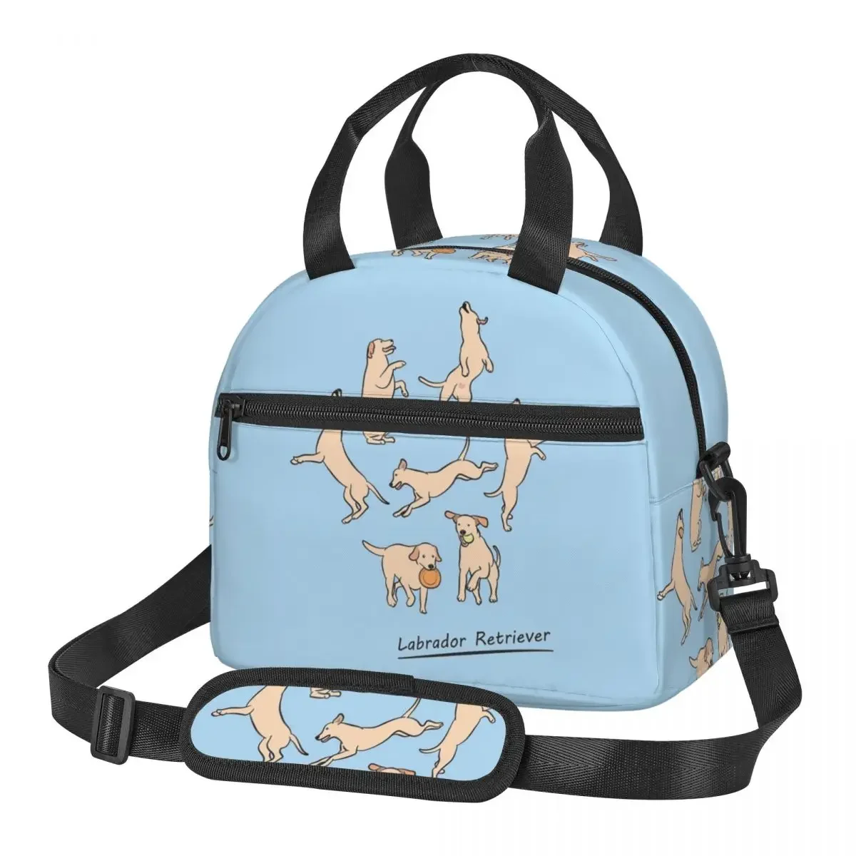 Playing Light Yellow Lab Labrador Retriever Insulated Lunch Bag for Women Children Portable Food Boxes Thermal Lunch Box Tote