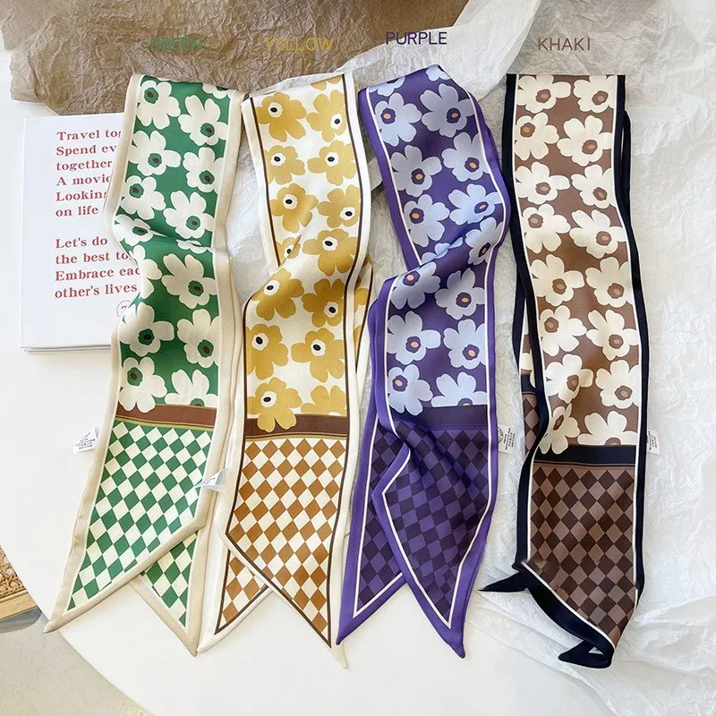 Scarf Hair Band Women's Long Ribbon Hair Tie Spring Summer Artificial Silk Decorative Professional Scarf Hair Accessories