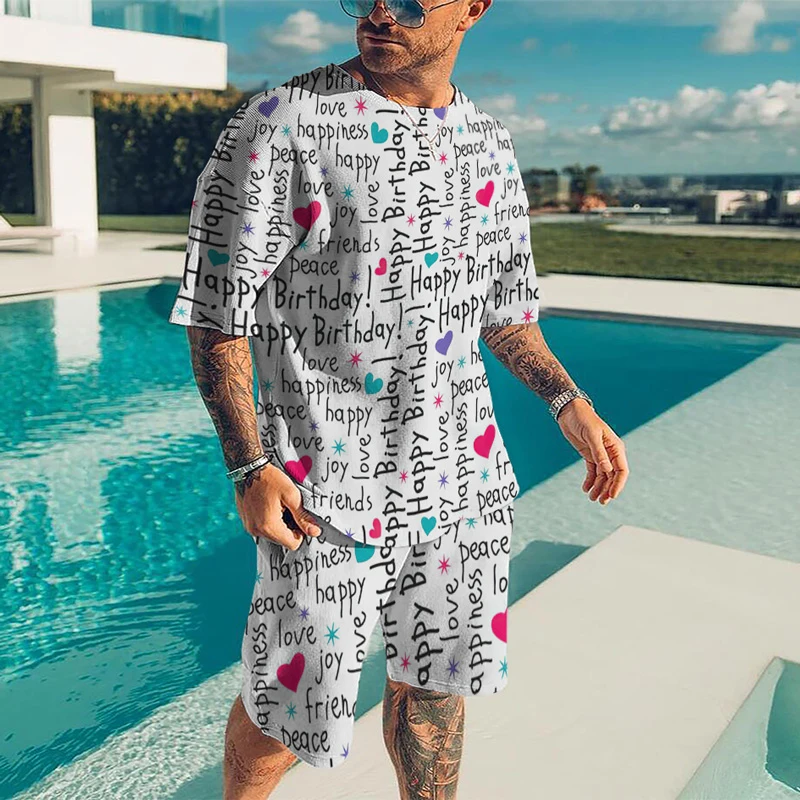 

2025-26 Summer Hot-selling Trend Design Luxury Set 3D Printing American Street Breathable Quick-drying T-shirt Shorts Set