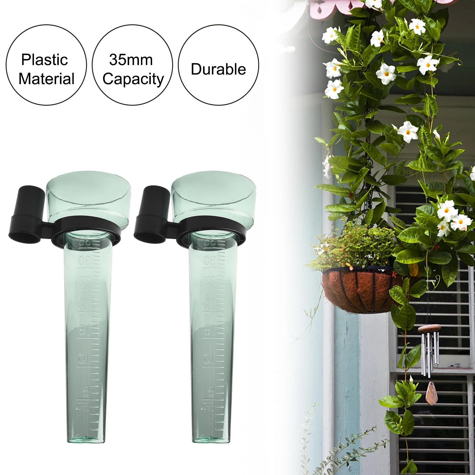 1Pc Rain Gauge International Style Transparent Light Green Polystyrene Max. 33mm Rain Measurement Tool For Garden Water Teaching