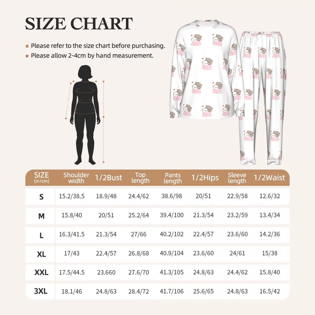Peach And Goma Cuddling Mochi Peach Cat Round Neck Long Sleeves Nightdress for Sleepshirts Women Soft Pajama Set Long Pants