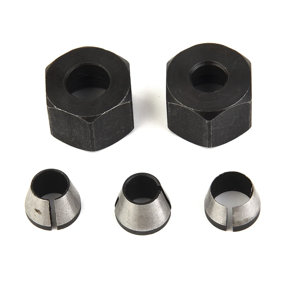 Chuck Conversion for Engraving Machines, 5pcs Trimming Collet Chucks with Nut, Fits 6mm and 1/4 8mm Router Bit Shank