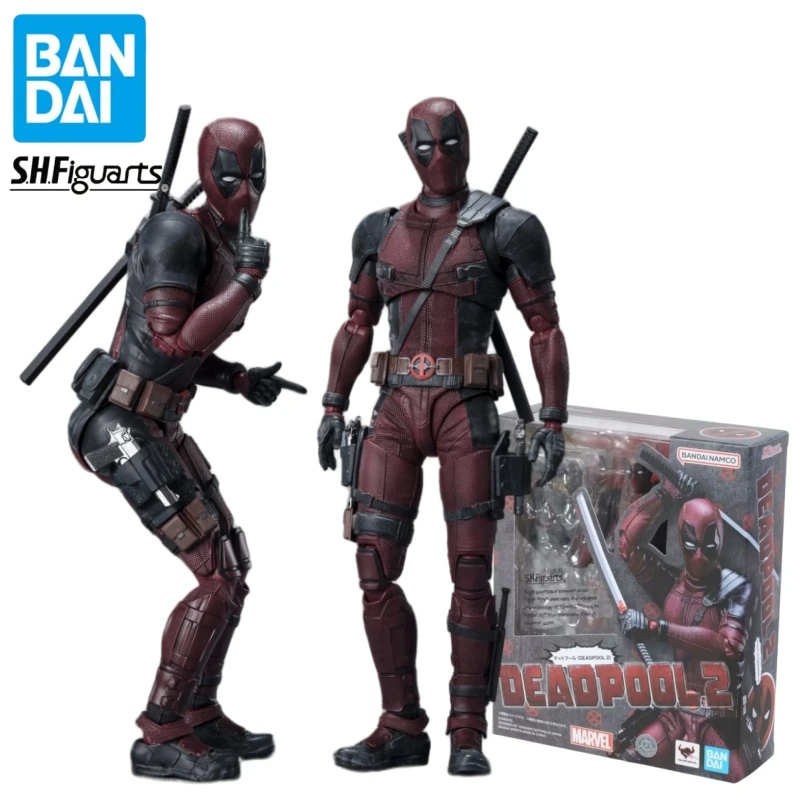 In Stock Bandai Original Shf Marvel Universe Deadpool 2 Deadpool Action Figure Toy Gift Model Collection Hobbies