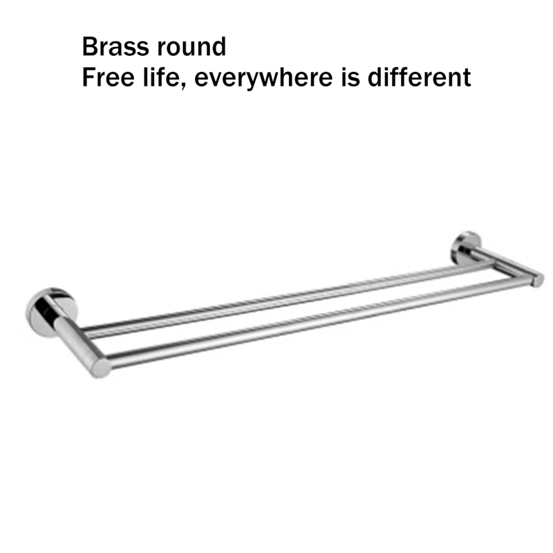 Double Towel Bar Full Copper Towel Rack Chrome Plating Bathroom Kitchen Towel Holder Rod Rustproof Wall Mount Brushed