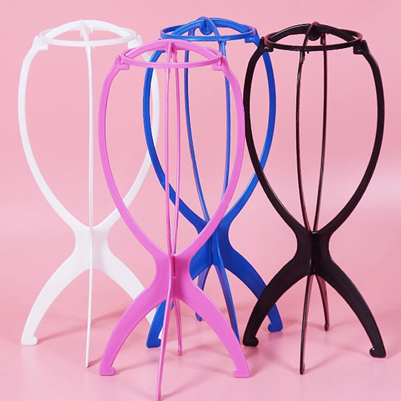 Présentoir de Perruque Synthétique en Plastique, 4 Couleurs, Support de Tête de Mannequin de 50 cm, Pliable et Portable, 1 Pièce