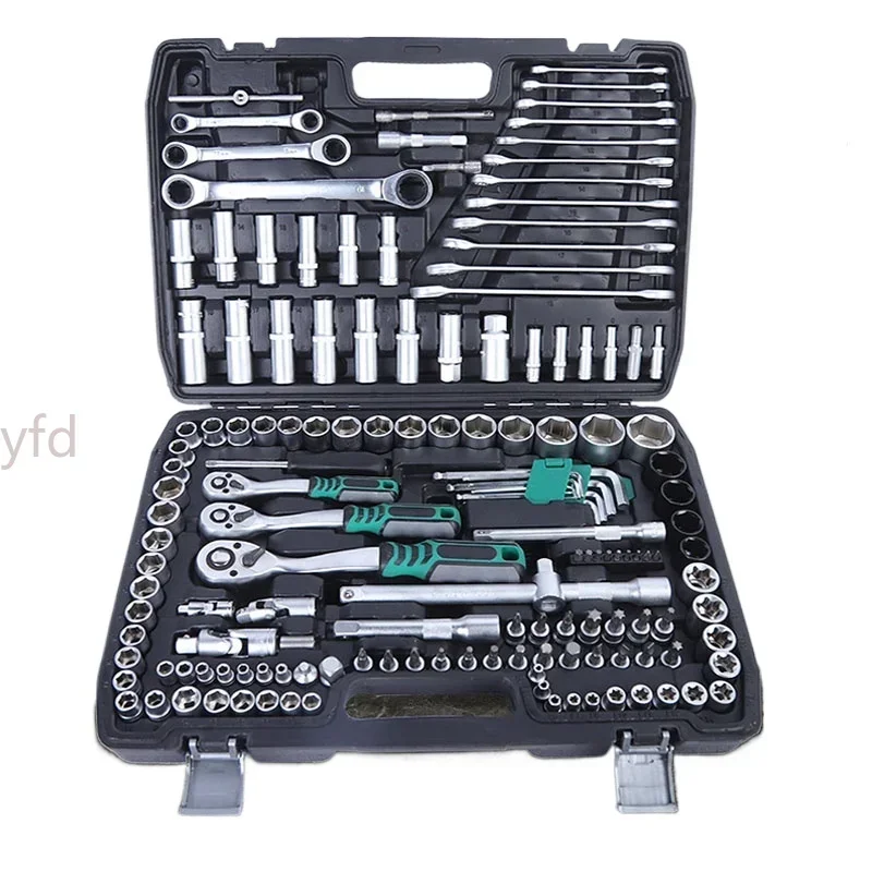 

151 piece set of automotive repair PC tool combination with upgraded S2 ratchet, pearl nickel matte mirror surface optional